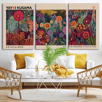 51280-MGV-CV-36X24-Abstract Yayoi Kusama Wall Art Canvas Print, Framed Japanese Wabi Sabi Art Picture Print, Yayoi Kusama Perfect Abstract Modern