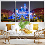 66710-MGV-CV-36X24-Enchanted Castle Wall Art – Magical Night Scene Canvas Print with Glowing Lights, Fantasy Architecture Artwork for Living Room,