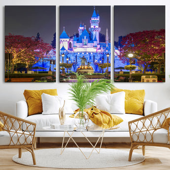 66710-MGV-CV-36X24-Enchanted Castle Wall Art – Magical Night Scene Canvas Print with Glowing Lights, Fantasy Architecture Artwork for Living Room,