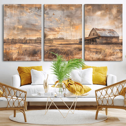 FARM2-MGV-CV-36X24-Rustic Farmhouse Wall Art Canvas Print, Framed Old Barn Art Picture Print, Southwestern Farmhouse Perfect Rustic Decor Artwork