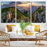 51582565-MGV-CV-36X24-Mountain Sunrise Panorama Wall Art – Scenic Landscape Canvas Print, Hiking Adventure Nature Photography, Large Mountain Range Wall