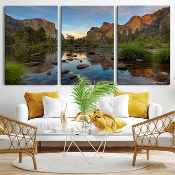 55893831-MGV-CV-36X24-Yosemite Valley Wall Art Canvas Print, Framed El Capitan Art Picture Print, Sierra Landspace Perfect Rustic Nature Decor Artwork
