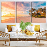 41542880-MGV-CV-36X24-Tropical Beach Wall Art Canvas Print, Framed Palm Trees Art Picture Print, Sunset Shore Perfect Tropical Coastal Decor Artwork