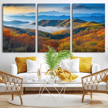 86772247-MGV-CV-36X24-Autumn Mountains Wall Art Canvas Print, Framed Fall Foliage Art Picture Print, Vibrant Hills Perfect Vibrant Nature Decor Artwork