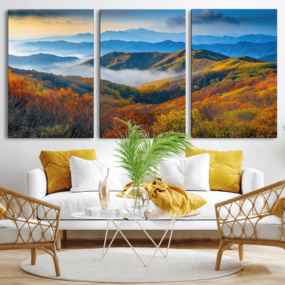 86772247-MGV-CV-36X24-Autumn Mountains Wall Art Canvas Print, Framed Fall Foliage Art Picture Print, Vibrant Hills Perfect Vibrant Nature Decor Artwork