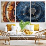 45268471-MGV-CV-36X24-Rustic Tree Ring Wall Art – Natural Wood Texture Canvas Print, Abstract Tree Stump Farmhouse Decor for Log Cabin, Wooden House or