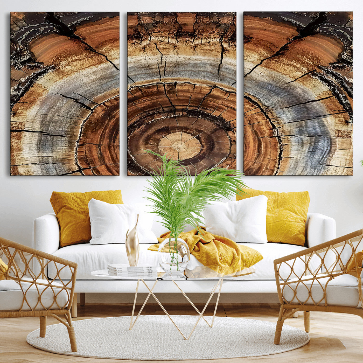15184146-MGV-CV-36X24-Tree Rings Wall Art Canvas Print, Framed Wood Texture Art Picture Print, Rustic Pattern Perfect Rustic Organic Decor Artwork