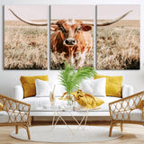 54986862-MGV-CV-36X24-Majestic Longhorn Wall Art – Canvas Print of Graceful Strength & Bold Spirit, Wild Plains Beauty Nature Inspired Rustic Decor for