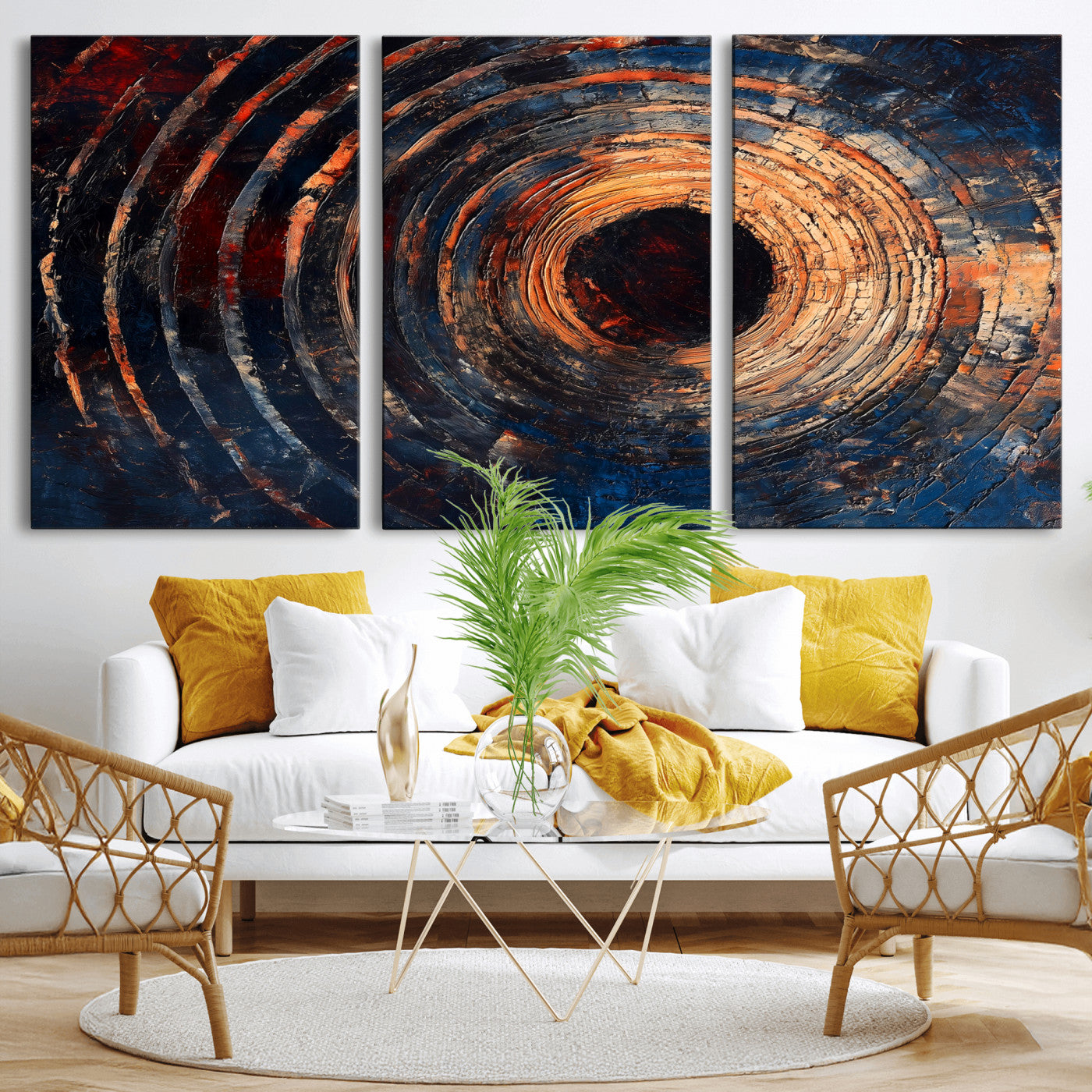 10017879-MGV-CV-36X24-Wood Tree Ring Wall Art Canvas Print, Framed Natural Wood Art Picture Print, Rustic Tree Slice Perfect Rustic Decor Artwork