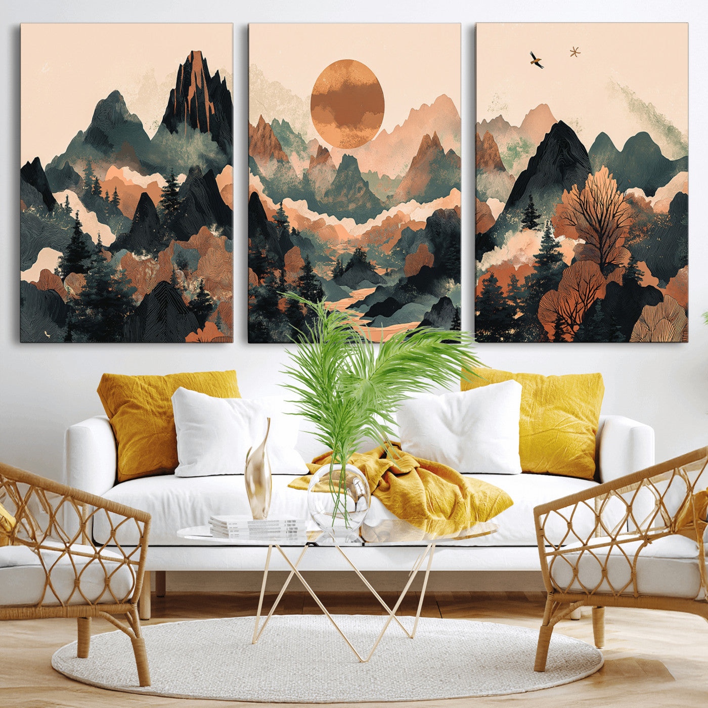 46509506-MGV-CV-36X24-Mountain Wall Art – Sunset Canvas Print, Nature Inspired Artwork, Scenic Wall Decor for Living Room, Bedroom, Office