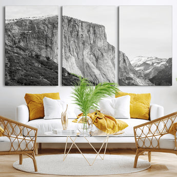 39393420-MGV-CV-36X24-El Capitan Wall Art Canvas Print, Framed Yosemite Cliff Art Picture Print, Monochrome Mountain Perfect Monochrome Sierra Decor