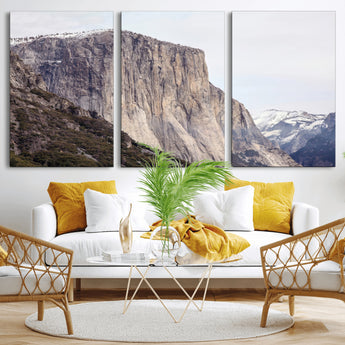 74506434-MGV-CV-36X24-El Capitan Wall Art Canvas Print, Framed Yosemite Cliff Art Picture Print, Sierra Nevada Perfect Sierra Minimalism Decor Artwork