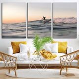 58502923-MGV-CV-36X24-Wave Rider Wall Art Canvas Print, Framed Ocean Wave Art Picture Print, Riding Surf Perfect Sunset Surf Decor Artwork