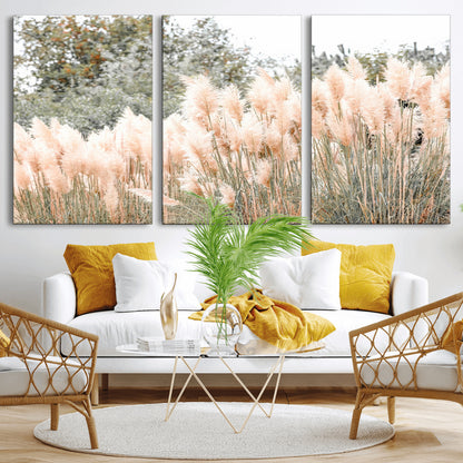 21826392-MGV-CV-36X24-Pampas Grass Wall Art Canvas Print, Framed Soft Pampas Art Picture Print, Pastel Grasses Perfect Soft Neutral Boho Decor Artwork