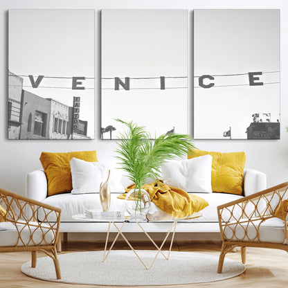 68254589-MGV-CV-36X24-Venice Sign Wall Art Canvas Print, Framed Venice Letters Art Picture Print, Los Angeles Perfect Minimalist Urban Decor Artwork