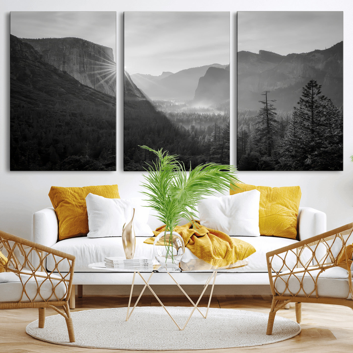 39278955-MGV-CV-36X24-Yosemite Valley Wall Art Canvas Print, Framed El Capitan Art Picture Print, Misty Mountain Perfect Modern Rustic Decor Artwork
