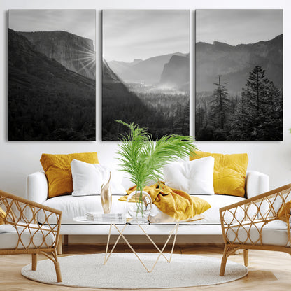 39278955-MGV-CV-36X24-Yosemite Valley Wall Art Canvas Print, Framed El Capitan Art Picture Print, Misty Mountain Perfect Modern Rustic Decor Artwork