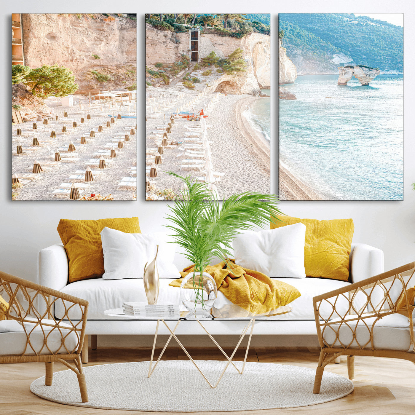 84816639-MGV-CV-36X24-Mediterranean Beach Wall Art Canvas Print, Framed Airy Coastal Art Picture Print, Summer Shore Perfect Coastal Retreat Decor