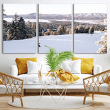 79857868-MGV-CV-36X24-Snowy Mountain Wall Art Canvas Print, Framed Ski Slope Art Picture Print, Winter Forest Perfect Modern Rustic Decor Artwork