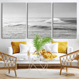 98634812-MGV-CV-36X24-Black and White Ocean Waves Wall Art – Minimalist Sea Canvas Print, Coastal Photography Decor for Living Room, Bedroom or Office