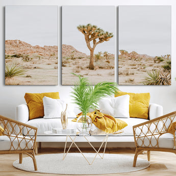 67109959-MGV-CV-36X24-Joshua Tree Wall Art Canvas Print, Framed Neutral Desert Art Picture Print, Earthy Landscape Perfect Neutral Boho Decor Artwork