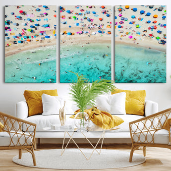 76172085-MGV-CV-36X24-Tropical Shoreline Wall Art Canvas Print, Framed Beach Relaxing Art Picture Print, Aerial Summer Perfect Coastal Vibrant Decor