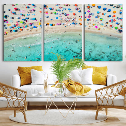 76172085-MGV-CV-36X24-Tropical Shoreline Wall Art Canvas Print, Framed Beach Relaxing Art Picture Print, Aerial Summer Perfect Coastal Vibrant Decor
