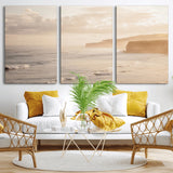 57669769-MGV-CV-36X24-Misty Coastal Wall Art Canvas Print, Framed Golden Sunset Art Picture Print, Serene Shoreline Perfect Tranquil Coastal Decor