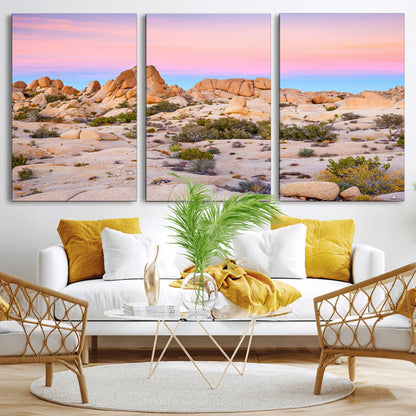 96167137-MGV-CV-36X24-Vibrant Sunset Sky Wall Art Canvas Print, Framed Joshua Tree Art Picture Print, Rugged Terrain Perfect Southwestern Boho Decor