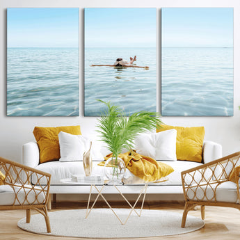 32624554-MGV-CV-36X24-Swimming Relaxation Wall Art Canvas Print, Framed Peaceful Water Art Picture Print, Clear Sea Perfect Minimalist Aquatic Decor