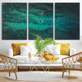 93287752-MGV-CV-36X24-Ocean Surf Wall Art Canvas Print, Framed Blue Waters Art Picture Print, Vibrant Seascape Perfect Coastal Adventure Decor Artwork