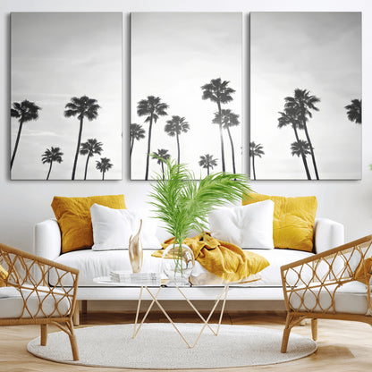 62298277-MGV-CV-36X24-Monochrome Palms Wall Art Canvas Print, Framed Minimalist Trees Art Picture Print, Silhouetted Palms Perfect Tropical Minimalist