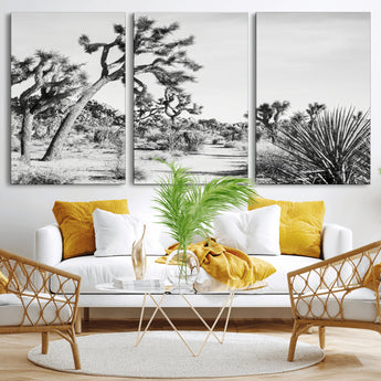 88164251-MGV-CV-36X24-Joshua Tree Wall Art Canvas Print, Framed Desert Path Art Picture Print, Monochrome Desert Perfect Minimalist Desert Decor Artwork