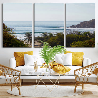 88336640-MGV-CV-36X24-Tropical Beach Scene Wall Art Canvas Print, Framed Coastal Photography Art Picture Print, Ocean Horizon Art Perfect Coastal Boho
