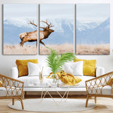 96024025-MGV-CV-36X24-Elk Photography Wall Art Canvas Print, Framed Mountain Wildlife Art Picture Print, Rustic Lodge Decor Perfect Rustic Lodge Decor