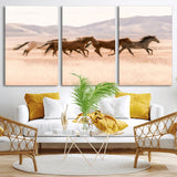 83644685-MGV-CV-36X24-Wild Horse Art Wall Art Canvas Print, Framed Rustic Western Art Picture Print, Desert Horse Scene Perfect Rustic Western Decor