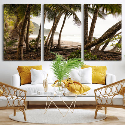 92093951-MGV-CV-36X24-Tropical Jungle Wall Art Canvas Print, Framed Palm Tree Forest Art Picture Print, Coastal Escape Perfect Jungle Retreat Decor