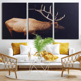 91871131-MGV-CV-36X24-Rustic Elk Art Wall Art Canvas Print, Framed Moody Wildlife Decor Art Picture Print, Western Animal Print Perfect Western Lodge