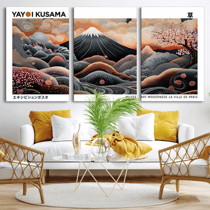 63125329-MGV-CV-36X24-Japanese Mt Fuji Wall Art – Surreal Ukiyo e Style Cherry Blossom Poster, Swirling Cloud Landscape Print, Modern Oriental Asian
