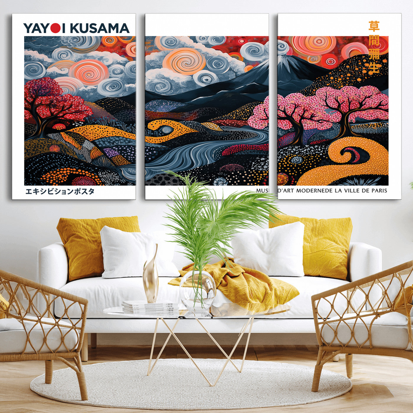 43879290-MGV-CV-36X24-Japanese Abstract Wall Art – Mount Fuji Cherry Blossom Canvas Print, Modern Asian Inspired Landscape Decor for Living Room,