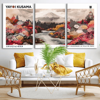 32352074-MGV-CV-36X24-Japanese Landscape Wall Art – Mount Fuji River Canvas Print, Modern Asian Inspired Nature Decor for Living Room, Bedroom, Office