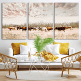 57389417-MGV-CV-36X24-Cow Herd Photography Wall Art Canvas Print, Framed Rustic Farmhouse Decor Art Picture Print, Western Ranch Style Perfect Rustic