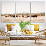 12454132-MGV-CV-36X24-Cow Herd Photography Wall Art Canvas Print, Framed Rustic Farmhouse Decor Art Picture Print, Western Ranch Style Perfect Rustic