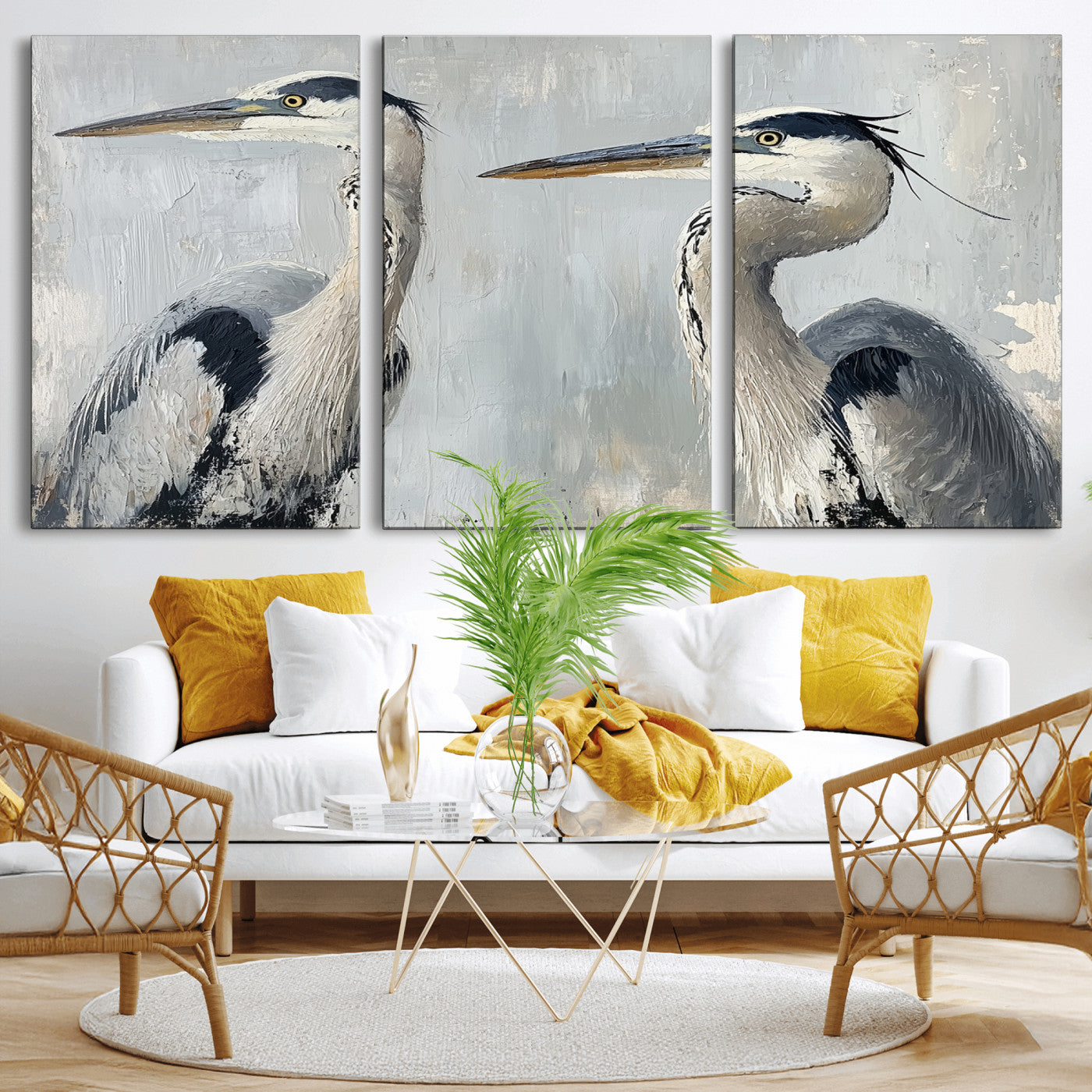 19427826-MGV-CV-36X24-Bird Canvas Decor Wall Art Canvas Print, Framed Coastal Bird Pair Art Picture Print, Minimalist Wildlife Wall Perfect Coastal