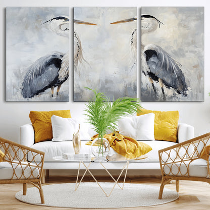 90806932-MGV-CV-36X24-Heron Wall Art Wall Art Canvas Print, Framed Bird Canvas Decor Art Picture Print, Nature Inspired Perfect Coastal Minimalist Decor