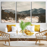 77311749-MGV-CV-36X24-Mountain Landscape Wall Art Canvas Print, Framed Snowy Peaks Art Picture Print, Alpine Aesthetic Perfect Rustic Winter Decor