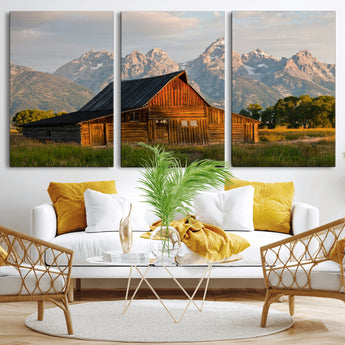 31771014-MGV-CV-36X24-Rustic Barn Wall Art Canvas Print, Framed Western Landscape Art Picture Print, Farmhouse Style Perfect Rustic Farmhouse Decor