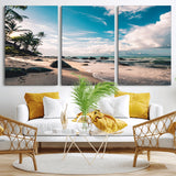 95301406-MGV-CV-36X24-Tropical Beach Wall Art Canvas Print, Framed Ocean Waves Art Picture Print, Relazxing Seascape Perfect Tropical Coastal Decor