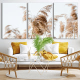 17019393-MGV-CV-36X24-Pampas Grass Wall Art Canvas Print, Framed Neutral Tones Art Picture Print, Minimalist Nature Perfect Boho Minimalist Decor