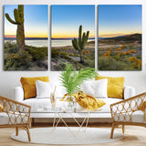 52844711-MGV-CV-36X24-Saguaro Cactus Wall Art Canvas Print, Framed Desert Sunset Art Picture Print, Southwestern Scene Perfect Southwestern Rustic Decor